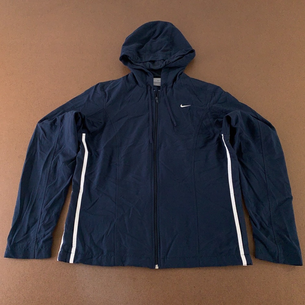 Nike‎ Women's Size Small (4-6) Navy Blue Full Zip Lightweight Hooded Jacket